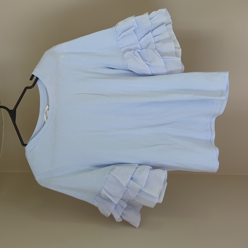 H&M 100% Cotton Ruffled Sleeve Top